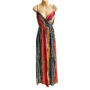 Muse BOSTON PROPER Size 6? Snakeskin Animal Print PADDED BRA Maxi Dress Red $169